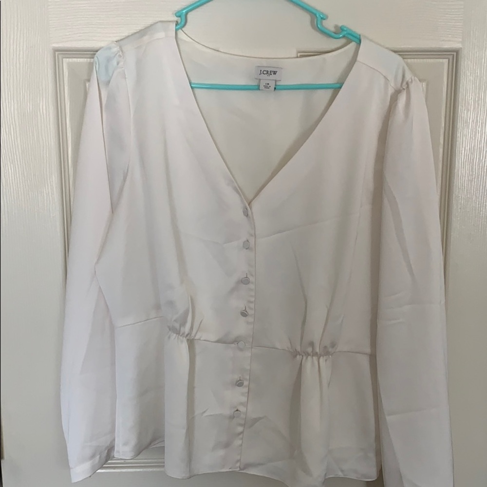 JCrew New White Silky Feeling Top